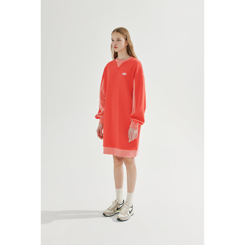 COLOR BLOCK STITCH JERSEY DRESS_CHERRY RED (6690127249526)