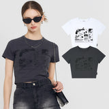 コラージュグラフィッククロップTシャツ / Collage graphic crop T-shirt - 2 color