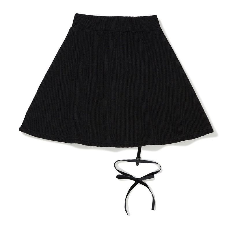Haley Ribbon Knit Skirt [BLACK] (6638400438390)