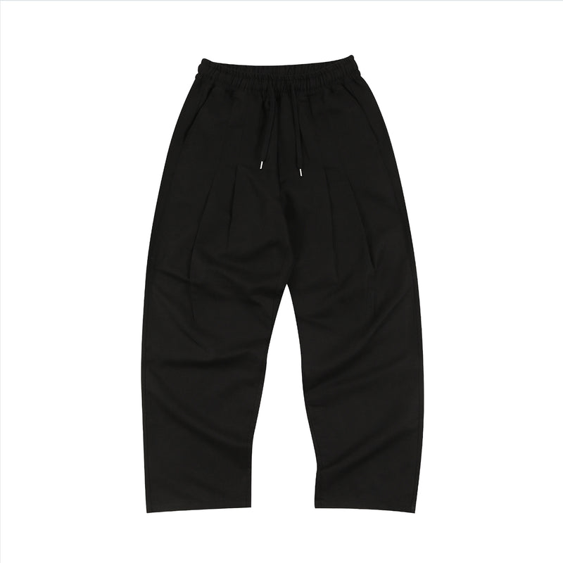 Linen Two-tuck Balloon Pants (BLACK) (6571145560182)