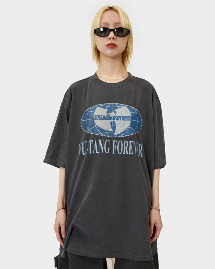 ウータン・クランプリンティングオーバーTシャツ / Wu tang clan printing over t-shirt