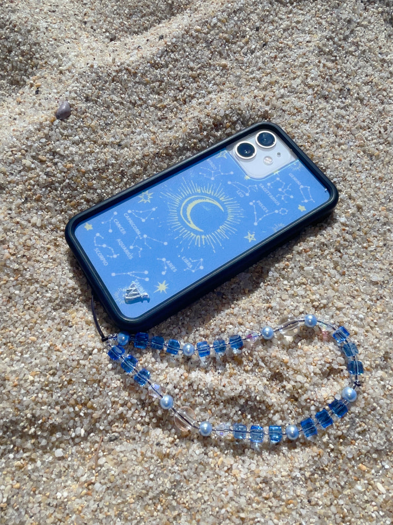 レイクブルークリスタル フォンストラップ/Lake Blue Crystal Phone Strap