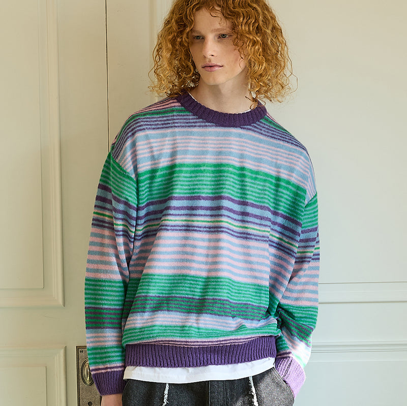 Multi stripe see-through knit