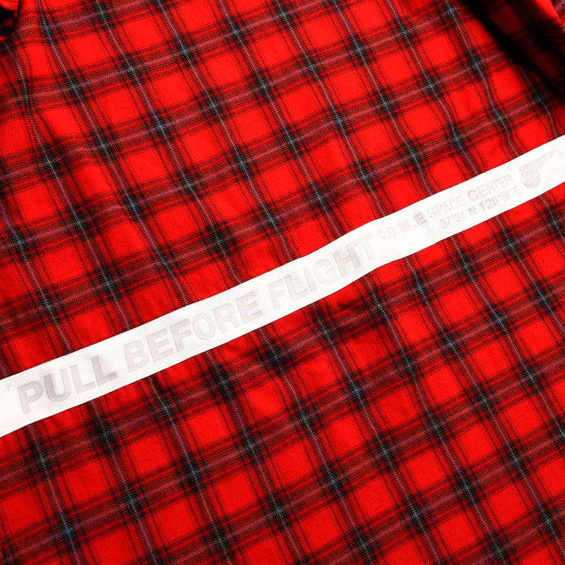 [UNISEX] Oversized Drawstring Checked Shirt (RED) (6655765643382)