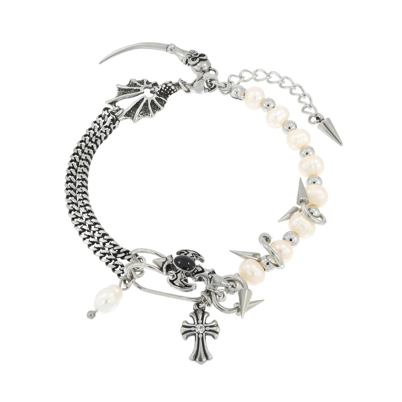 スピンコニカルパールクロスブレスレット / Spin Conical Pearl Cross Bracelet