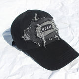 デニムパッチワークボールキャップ/denim patchwork ball cap (washed black)