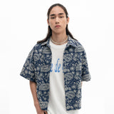 リーフハーフクロップシャツ / Leaf Half Crop Shirt_Navy