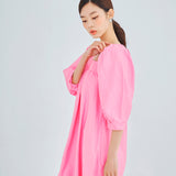 カメリアピンクスクエアネックロングドレス / Camellia Pink Square Neck Long Dress