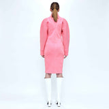 ドレープリブドレス/Draped Rib Dress _ Pink