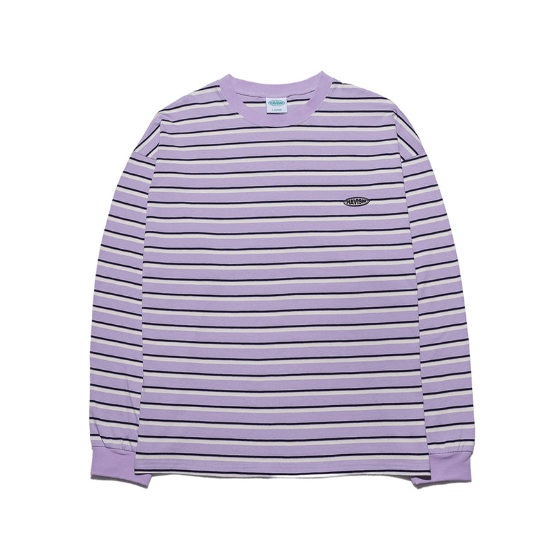 21SS CLEARLABEL STRIPE L/S TEE(LAVENDER) (4644324147318)