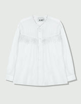 ウェスタンフリンジvネックカラーシャツ / western fringe v-collar shirts white