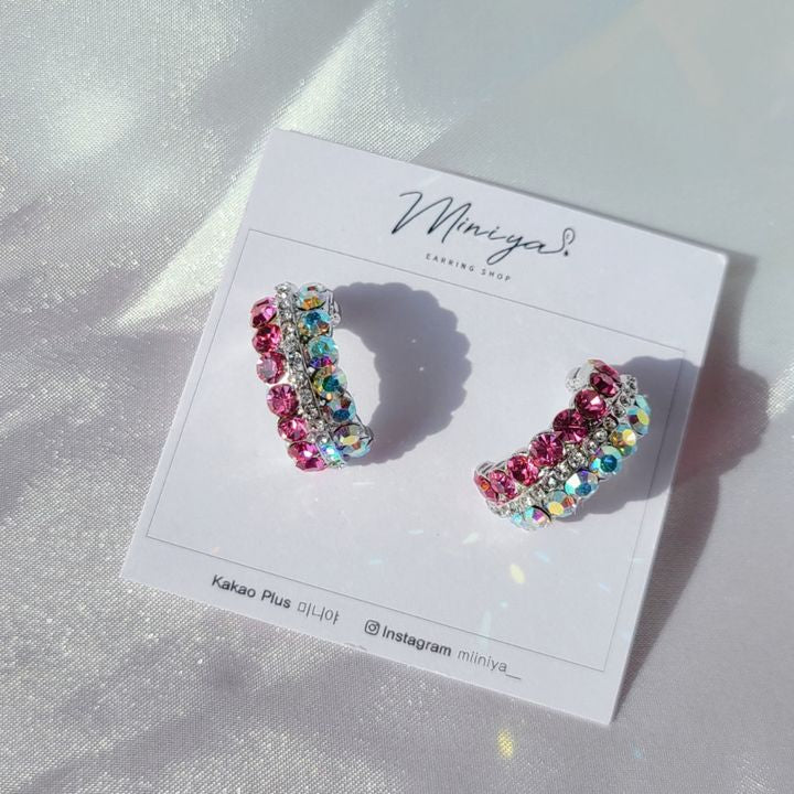 ツーポイントミニリングイヤリング/(14color) Two Point Mini Ring Earring