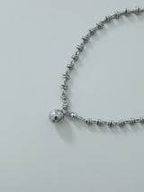 レイヤーチェーンボールネックレス / layer chain ball necklace - silver