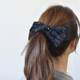 Lace Trim Velvet Bow Hairpin