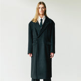 WOOL BLENDED MAXIMAL DOUBLE BUTTON COAT BLACK