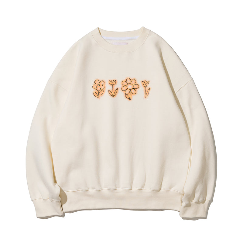 Flower Drawing Sweatshirt [CREAM] (4612239851638)