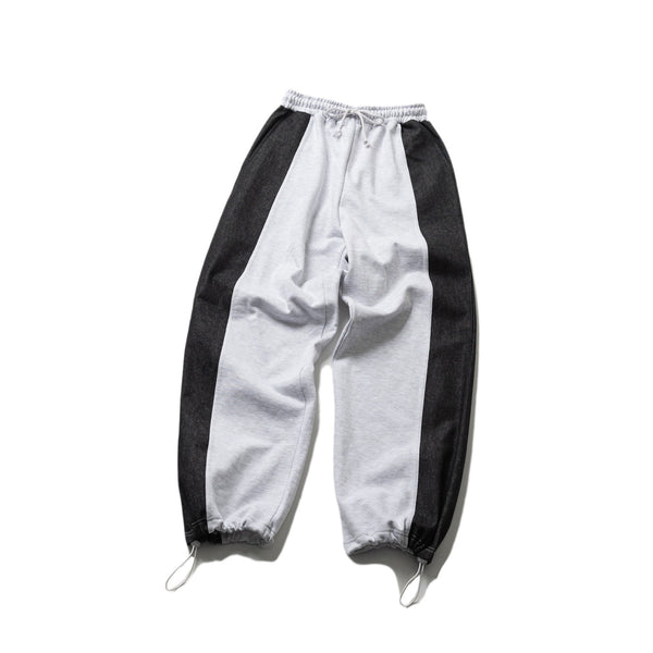 バーティカルスウェットデニムミックスパンツ/VERTICAL SWEAT DENIM MIX PANTS(MELANGE WHITE/BLACK)