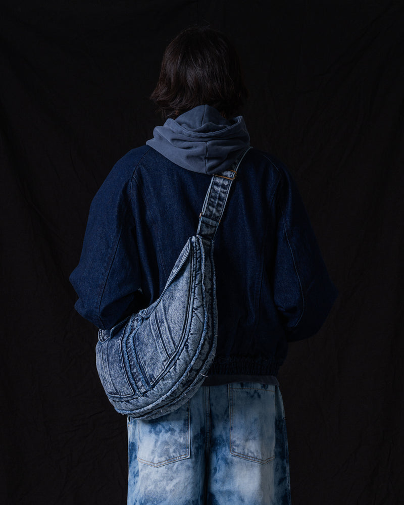 Washed Denim Shoulder Bag (Blue)