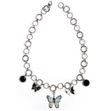 5P - Silvergray Butterfly long-drop necklace (6582464479350)