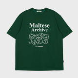 マルチーズアーカイブライングラフィックハーフスリーブTシャツ / Maltese archive line graphic half sleeve tshirts