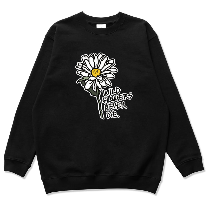 ワイルドフラワースウェットシャツ/Wild flower Sweatshirts WH/BK