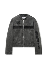 line leather jacket (dark grey)