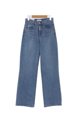 メンションナッピングライトブルーワイドウィンターデニムパンツ / Mention napping light blue wide winter denim pants