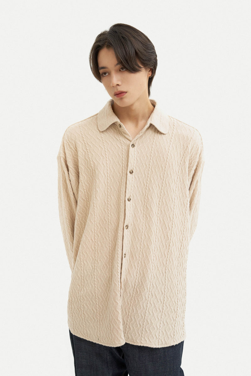 ツイステッドカラーカーディガンシャツ/Twisted collar cardigan shirt S111 Elephant Ivory