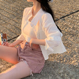 [Bellide made] See-through cropped shirt with summer slits
