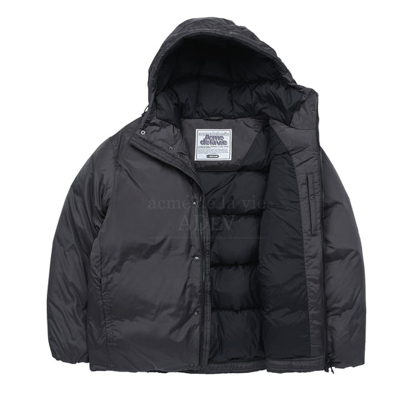 BASIC LOGO NON QUILTING HOODED DUCK DOWN PARKA (CHARCOAL)