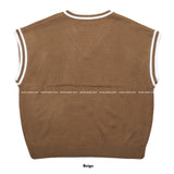 Copper Overfit Coloring V Neck Knit Vest (4color) (6553257377910)