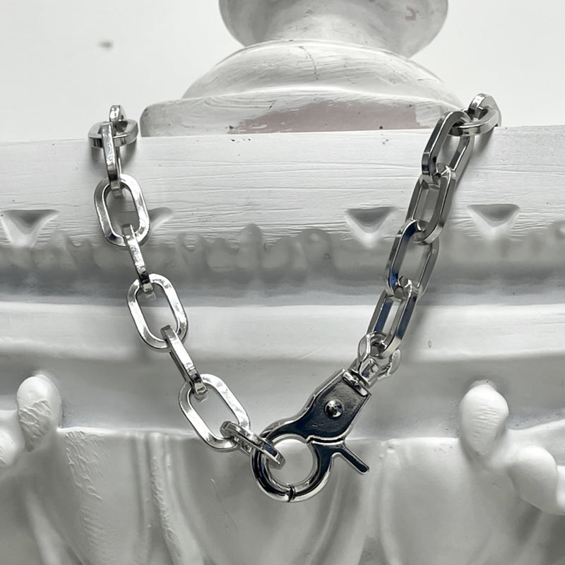 11mm ラウンド チェーン リンク ネックレス / [BLESSEDBULLET]11mm round chain link necklace_dark silver/silver