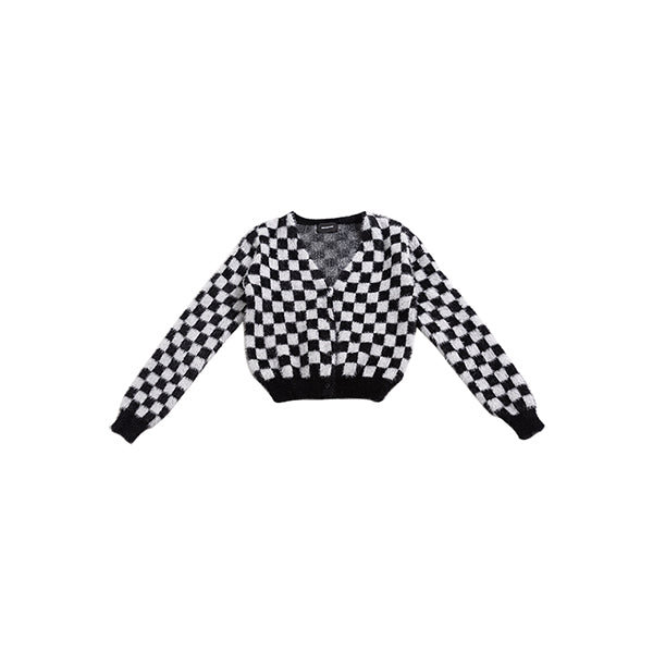 Black Checkers Cardigan (6623652708470)