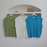 リーフニットベス/ASCLO Leaf Knit Vest (3color)