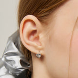 Heart Cubic Onetouch Ring Earring