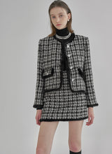 ウールベラセットアップファートリムツイードジャケット/(JK-2775) Wool Vera Setup Fur Trim Tweed Jacket