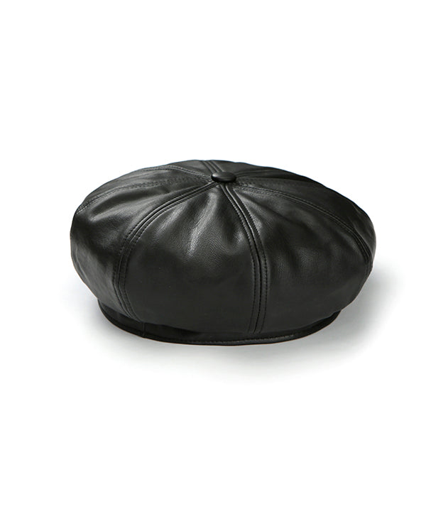 フェイクレザーベレット/ fake leather beret (4435430244470)