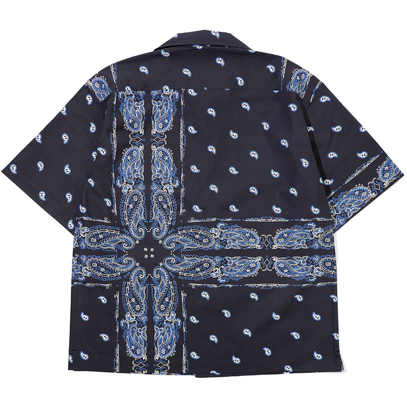 ペイズリー開襟シャツ / Paisley Open Collar Shirts / BLACK BLUE （送料込）- New C's Studio.