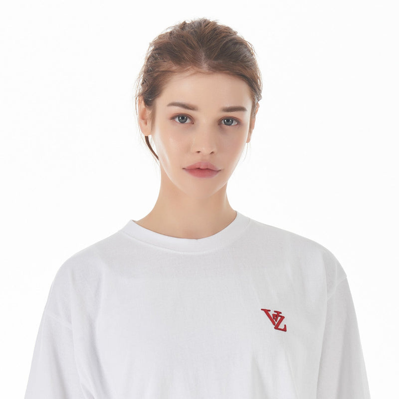 3Dモノグラムレッド刺繍Tシャツ/3D Monogram Red Embroidery T-Shirts White