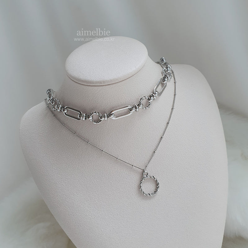 アーバンチェーンレイヤードチョーカー/Urban Chain Layered Choker Necklace (Risabae Necklace)