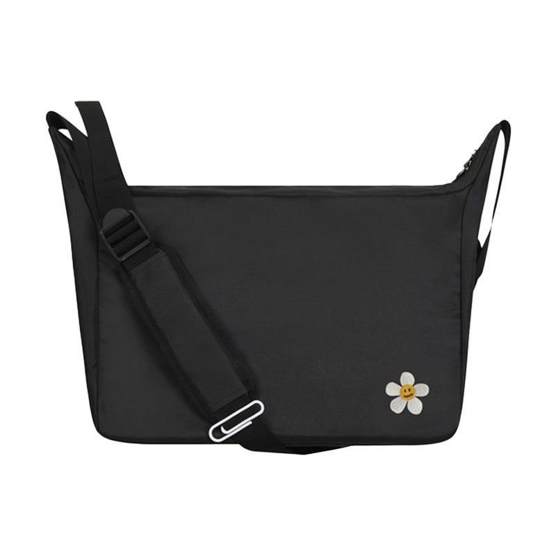 ホワイトフラワーエンブロイダリークロスカーブメッセンジェーバッグ / [UNISEX] White Flower Embroidery Cross Curved Messenger Bag