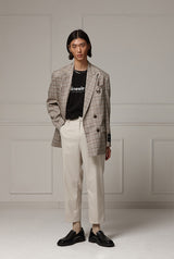 Two-button suit jacket - Beige check (4622118912118)
