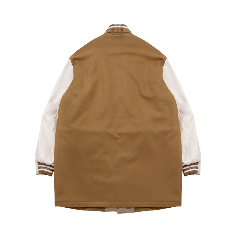 [UNISEX] Reversible Wool-Blend Varsity Coat (Brown) (6656669909110)