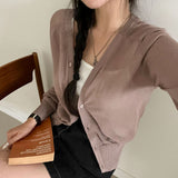 [6color] Linen see-through summer V-neck cardigan