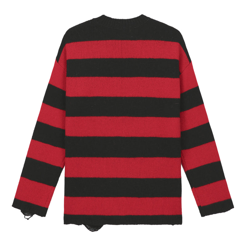 0 2 Damaged Wool Stripe Knit - RED (6626820587638)