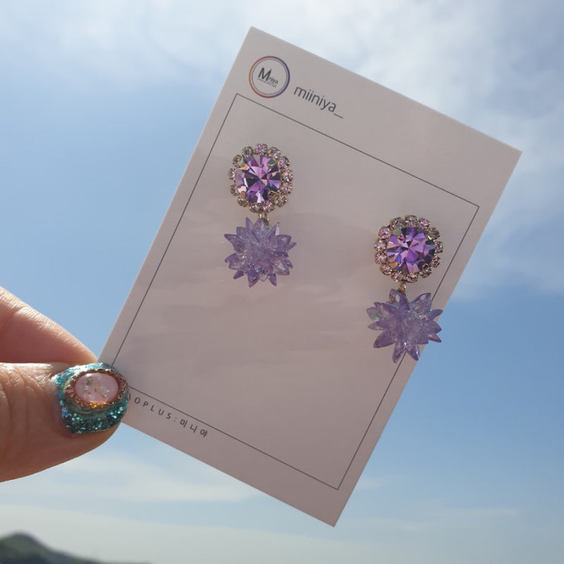 チェリーブロッサムラベンダーピアス/Cherry Blossom Lavender Earrings