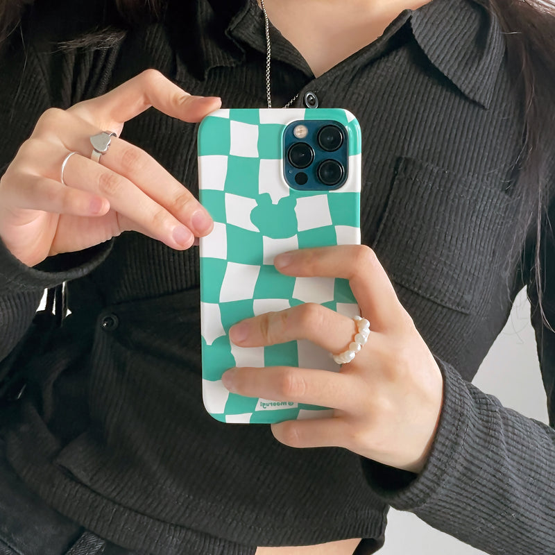 Checkerboard Green Iphone Bumper case (6674347065462)