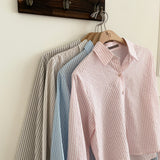 ハニーオーバーフィットストライプシャツ / [4colors/crop version] Honey overfit stripe shirt