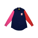 [UNISEX] Colour-Block Shirt (Navy) (6656001179766)