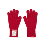CHERRY HOLIDAY KNIT FINGER HOLE GLOVES [RED]